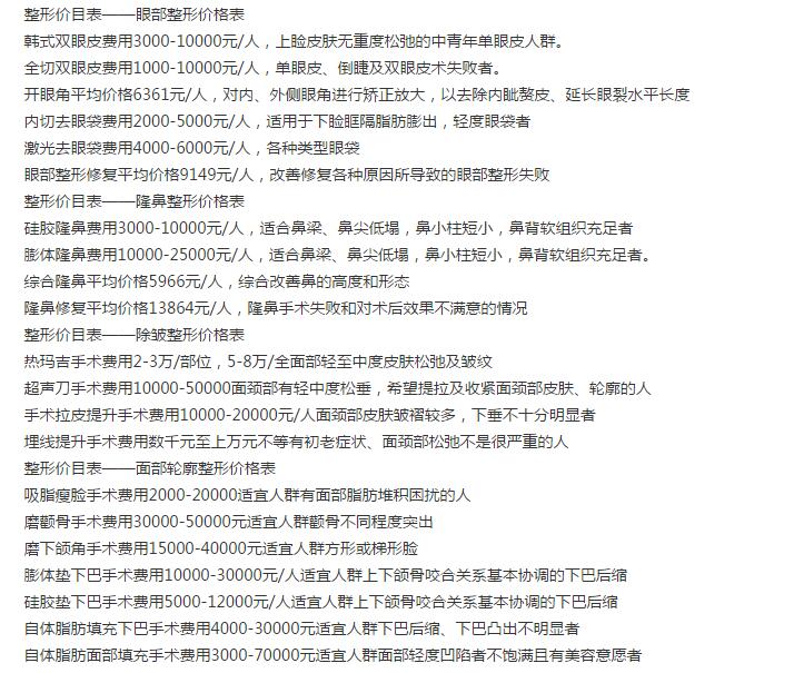 宁夏附属医院整形科超火价格表出炉咯