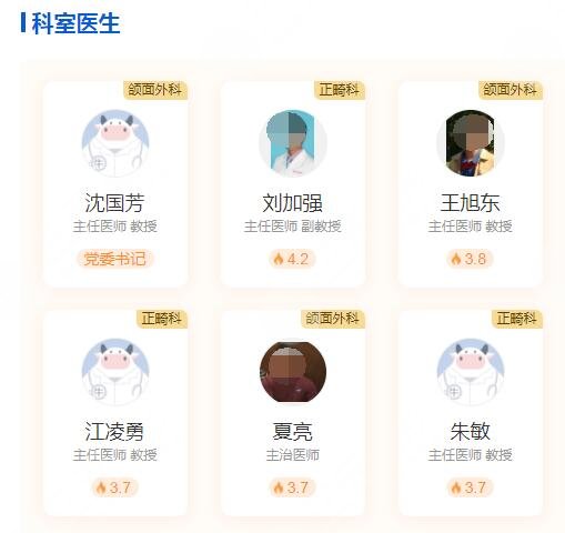 上海第九人民医院口腔颅颌面科医生介绍